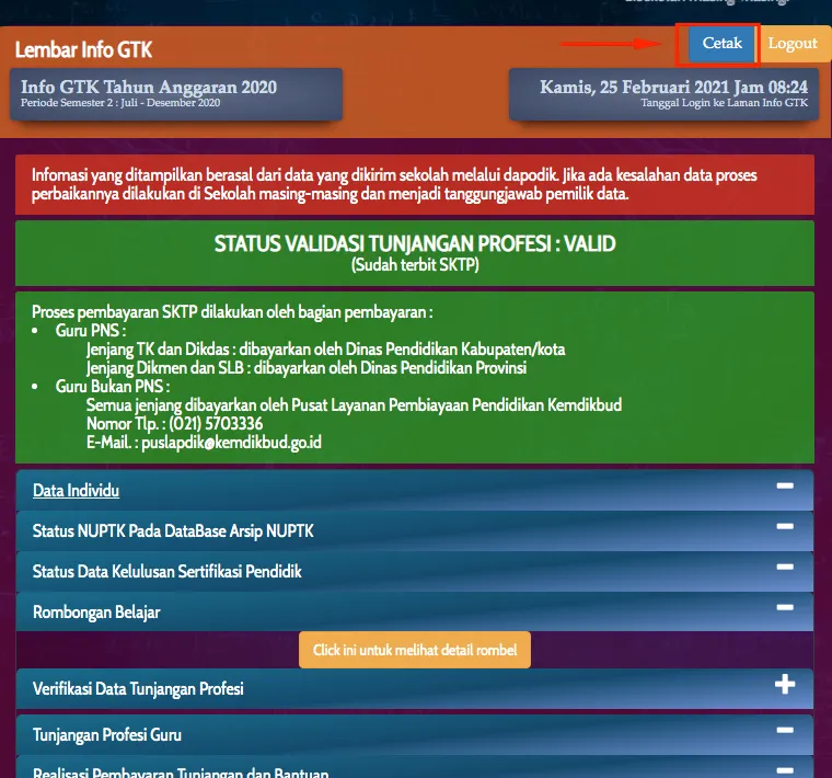 Info GTK Cek Kelinieran Mengajar