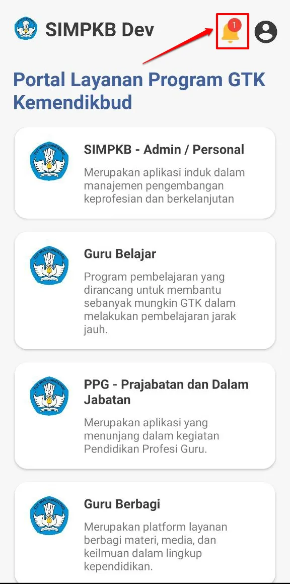 SIMPKB Menu Utama dan Fitur